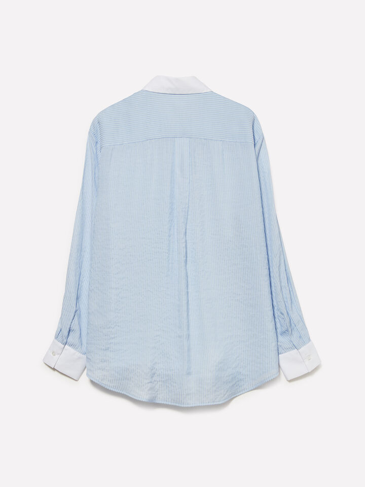 Light blue striped comfort fit shirt - women's shirts - Light Blue | Sisley image number 6